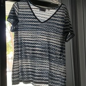 Semi sheer blue & white shirt with stars